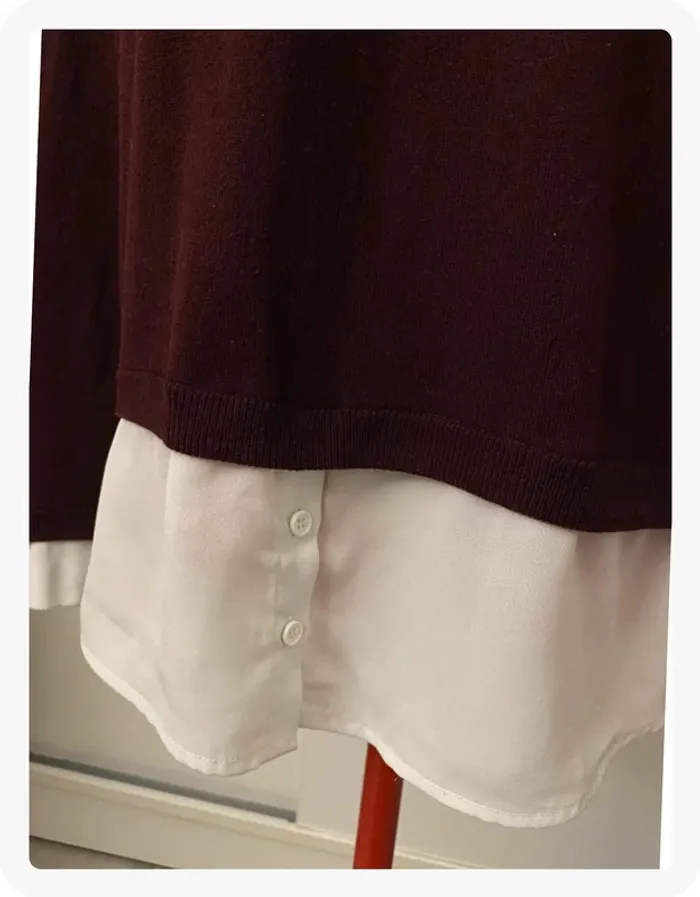 Pull chemise bordeaux Pimkie - photo numéro 3