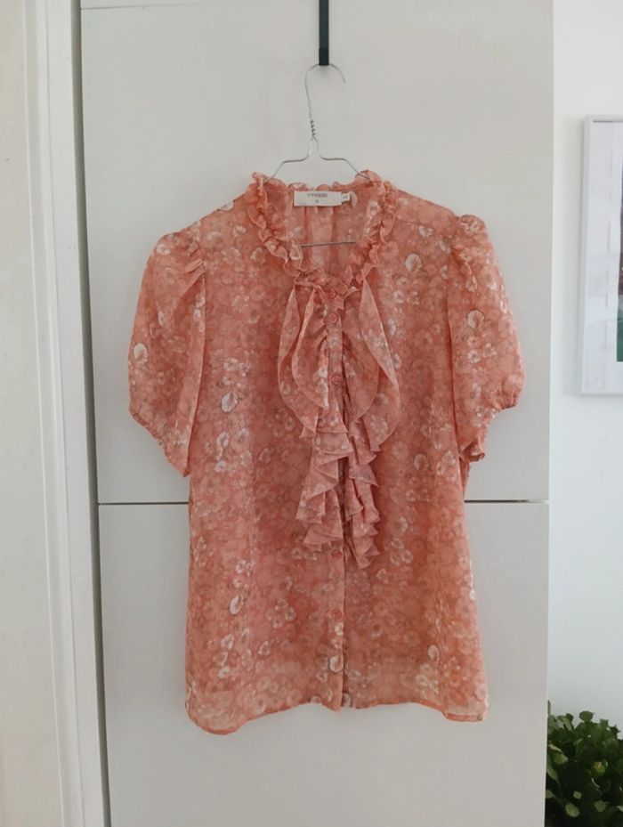 Blouse à fleurs Cream col jabot - photo numéro 2