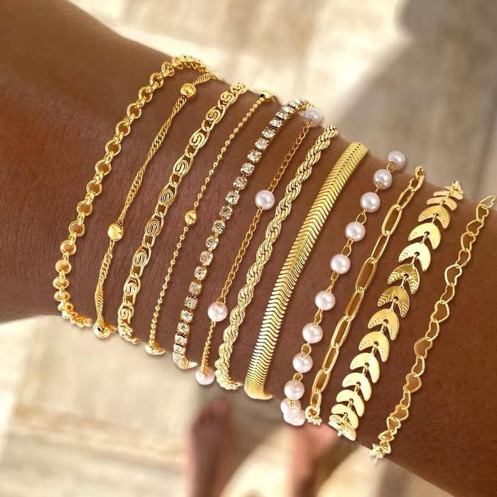 Lot 12 bracelets dorés – bohème chic ✨ - photo numéro 1