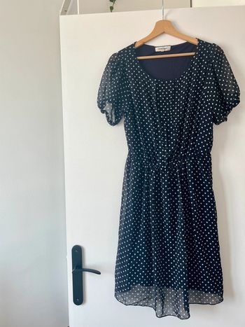 Robe Naf Naf taille 40 bleue à pois blancs
