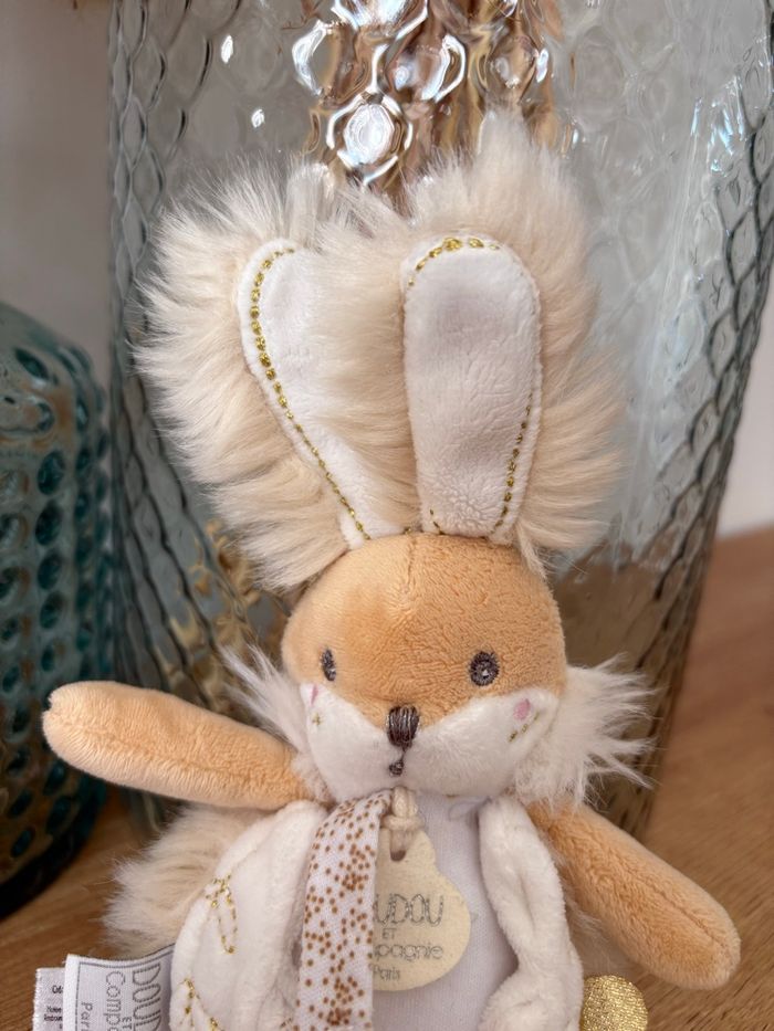 Doudou lapin beige hochet - photo numéro 2