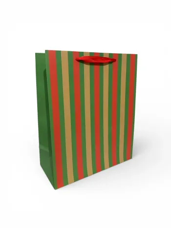 Sac cadeau Joyeux anniversaire vert rouge beige 26 x 32 x 12 cm – Neuf