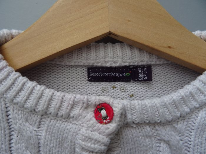 Gilet blanc à torsades 6 mois - photo numéro 2