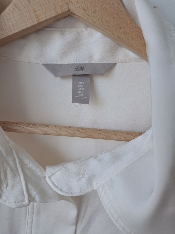 Chemisier chemise blouse fluide effet satiné beige - photo numéro 2