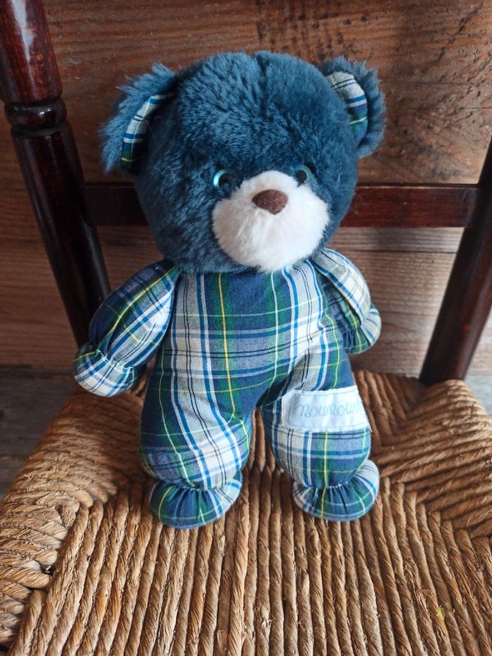 peluche ours bleu nounours grelot vintage - photo numéro 3
