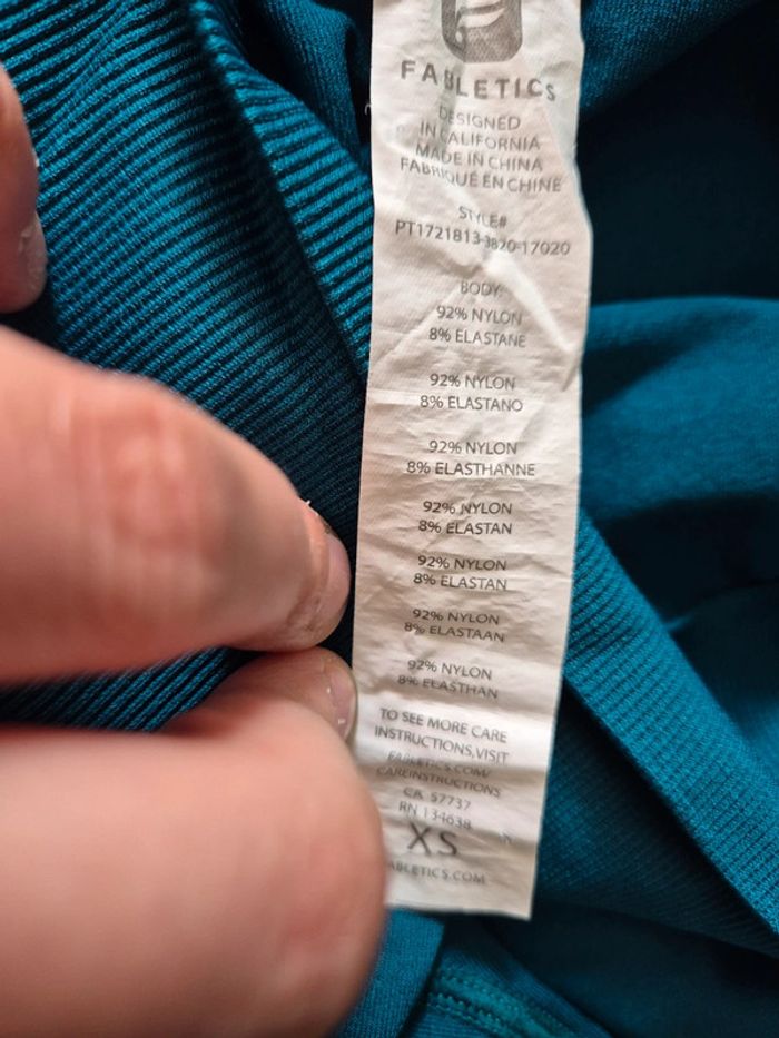 Legging de sport bleu canard ajouré taille 36, fabletics - photo numéro 3