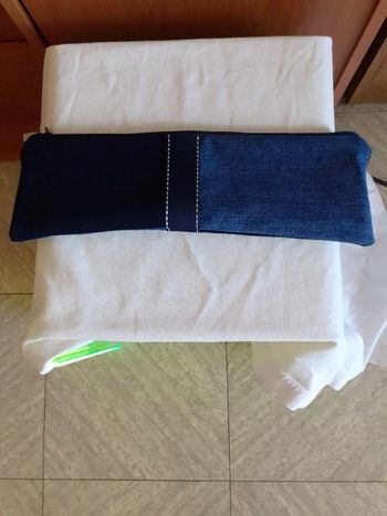 Trousse en tissu jean recyclé avec fermetureéclair-Fait Main