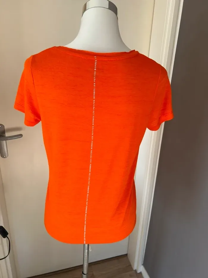 LPB t-shirt été haut orange 100 % lin femme, taille 38 - photo numéro 4