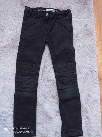 Pantalon fille noir motard, In extenso, taille 7 ans