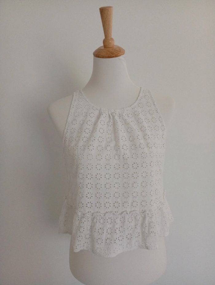 Débardeur broderie blanc Zara taille M