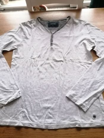 Tee-shirt manches longue gris très clair blanc