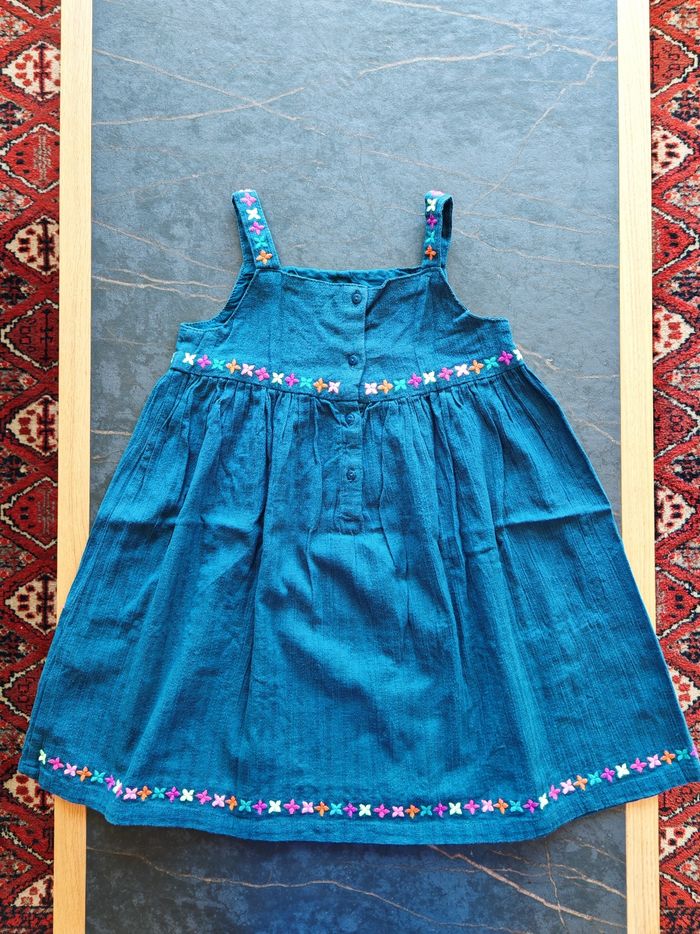 Robe verte brodée de fleurs DPAM 6 ans - photo numéro 2