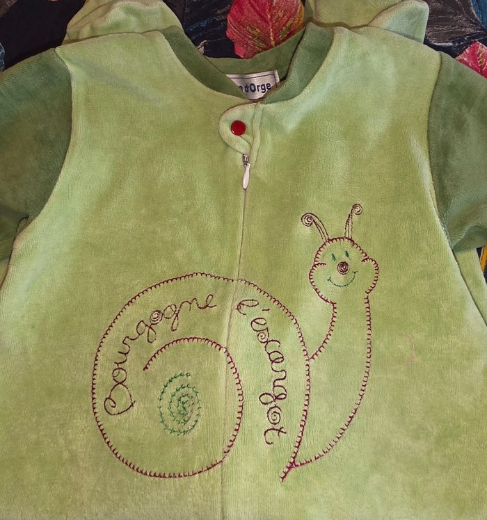 Pyjama velours une pièce vert 24 mois - photo numéro 3