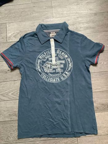 Polo bleu bi matière Tommy Hilfiger S