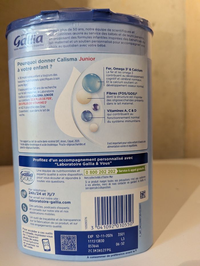 Boîte de lait neuve Gallia Calisma junior, lait de croissance - photo numéro 2