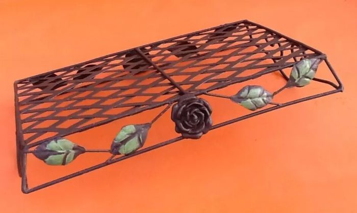 Plateau de service Forme rectangulaire Métal décor floral - photo numéro 7