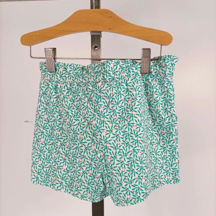 Short Okaïdi 5 ans - Coton bio - motifs floral fleurs rose et bleu turquoise - Neuf A194 - photo numéro 4