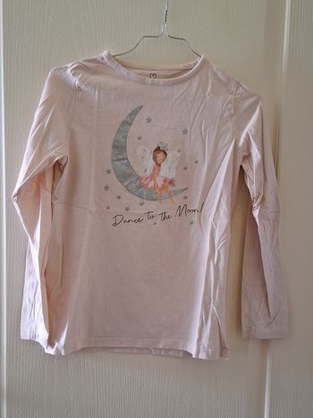🌙 T-shirt manches longues Primark 'Dance to the Moon' - Rose pâle