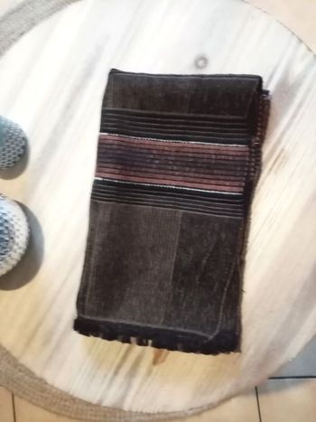 Écharpe petites franges noir & marron & rouille