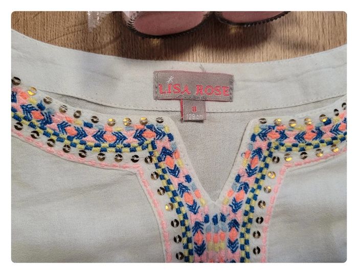 Magnifique petite blouse legere blanche "Lisa rose" taille 8 ans - photo numéro 7