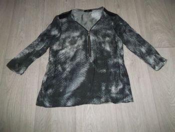 Chemisier ONE STEP tons bleu et blanc zippé taille 38 TBE