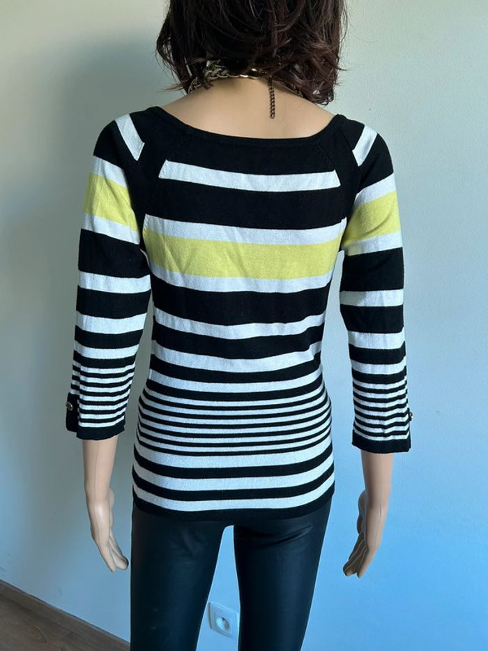 Pull rayé avec manches 3/4 Morgan taille S bon état - photo numéro 7