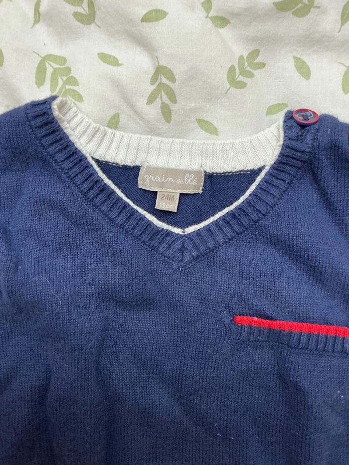 pull débardeur marine et rouge grain de blé 24 mois - photo numéro 4