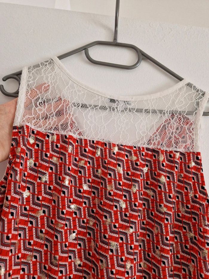 Blouse sans manches rouge avec motifs - photo numéro 5