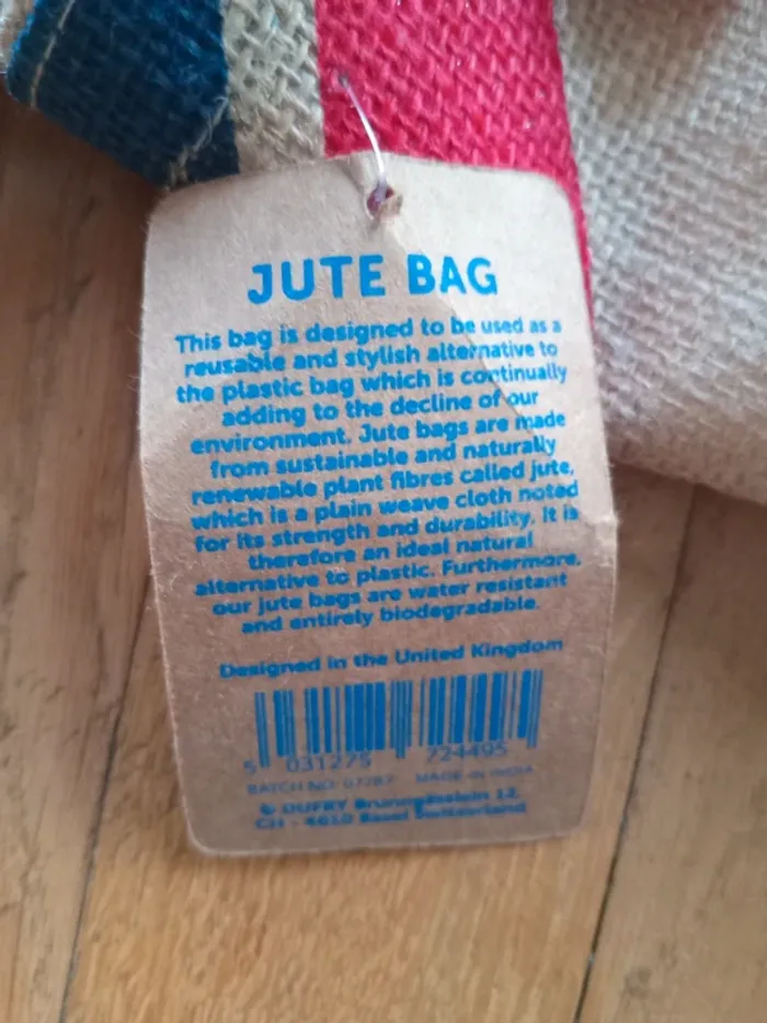 Sac tote bag toile de jute Glorious Britain 40x35 cm neuf avec étiquette acheté en Angleterre - photo numéro 12