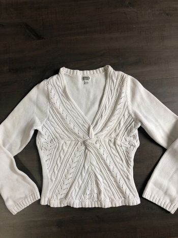 Pull blanc torsades en coton Etam