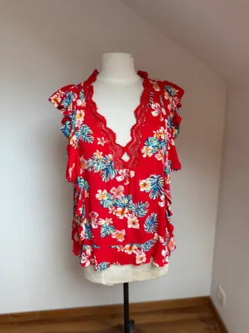 Superbe blouse fluide fleurie avec dentelle Kilky 🌸 M 38