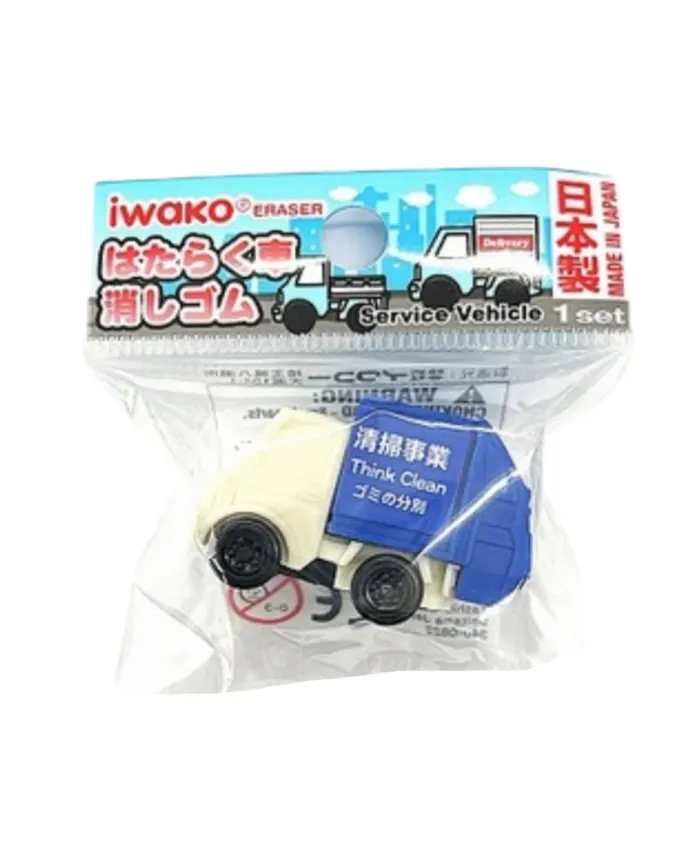 Gomme camion de poubelle bleu Iwako Neuf