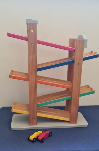 Piste toboggan pour 2 voitures à 5 rampes en bois