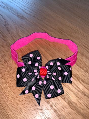 Bandeau élastique Tao tape à l’œil  Noir rose fuchsia rouge  Noeud motif pois
