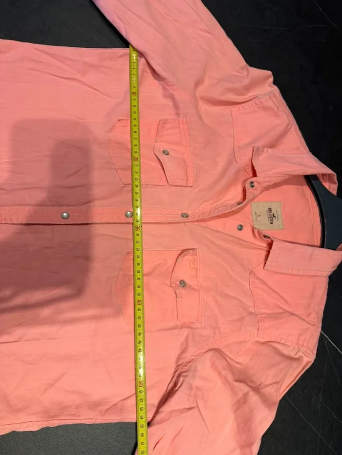Chemise Hollister rose corail L – casual chic 100% coton - photo numéro 10