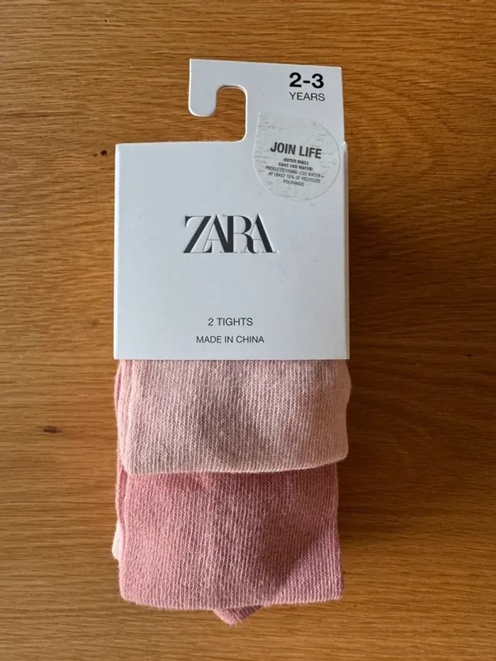 2 paires de collants rose/rose pâle NEUF - Taille 3 Ans - photo numéro 2