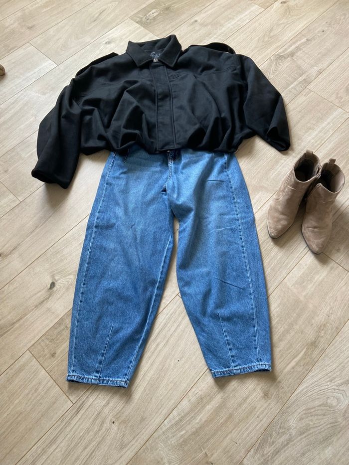 Blouson d’automne en daim noir - photo numéro 4