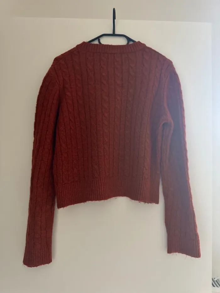 Pull orange citrouille assez épais Stradivarius - photo numéro 5