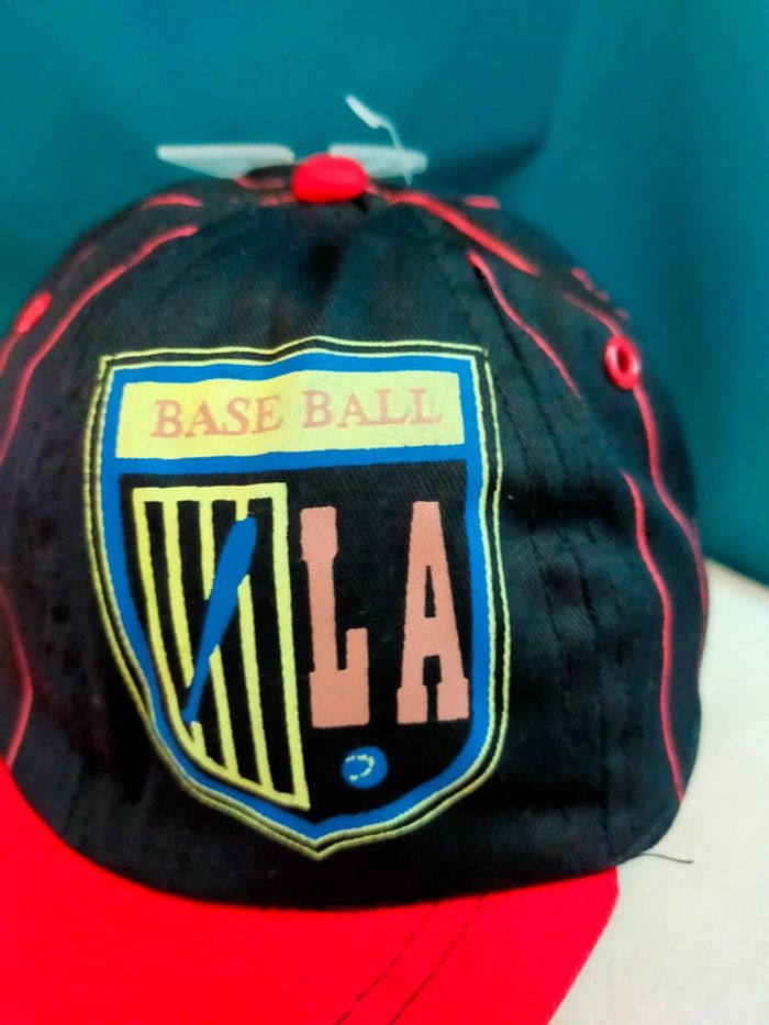 Casquette enfant noire et rouge LA Baseball – 100 % coton – Taille 45 cm - photo numéro 3