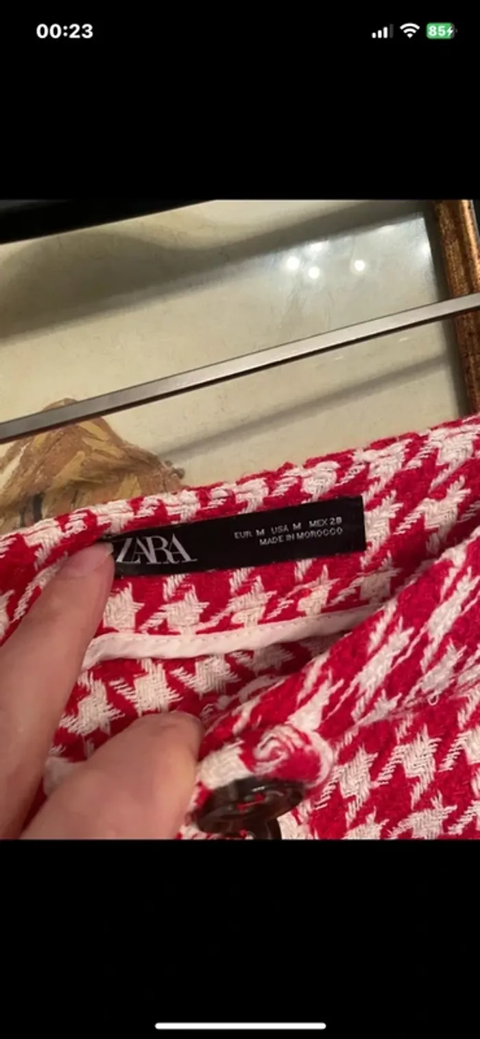 Veste Blazer tweed taille M Zara Vichy carreaux et jupe taille M. comme neuf. Valeur plus de  100€ - photo numéro 8