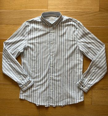 👔 Chemise homme classique blanche rayée bleu Ikks – Taille L coupe slim coton – Très bon état