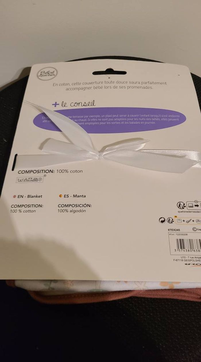 bébé douceur couverture douce coton 75x75 cm - photo numéro 3