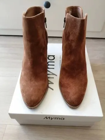 Bottines cognac/nubuck Myma