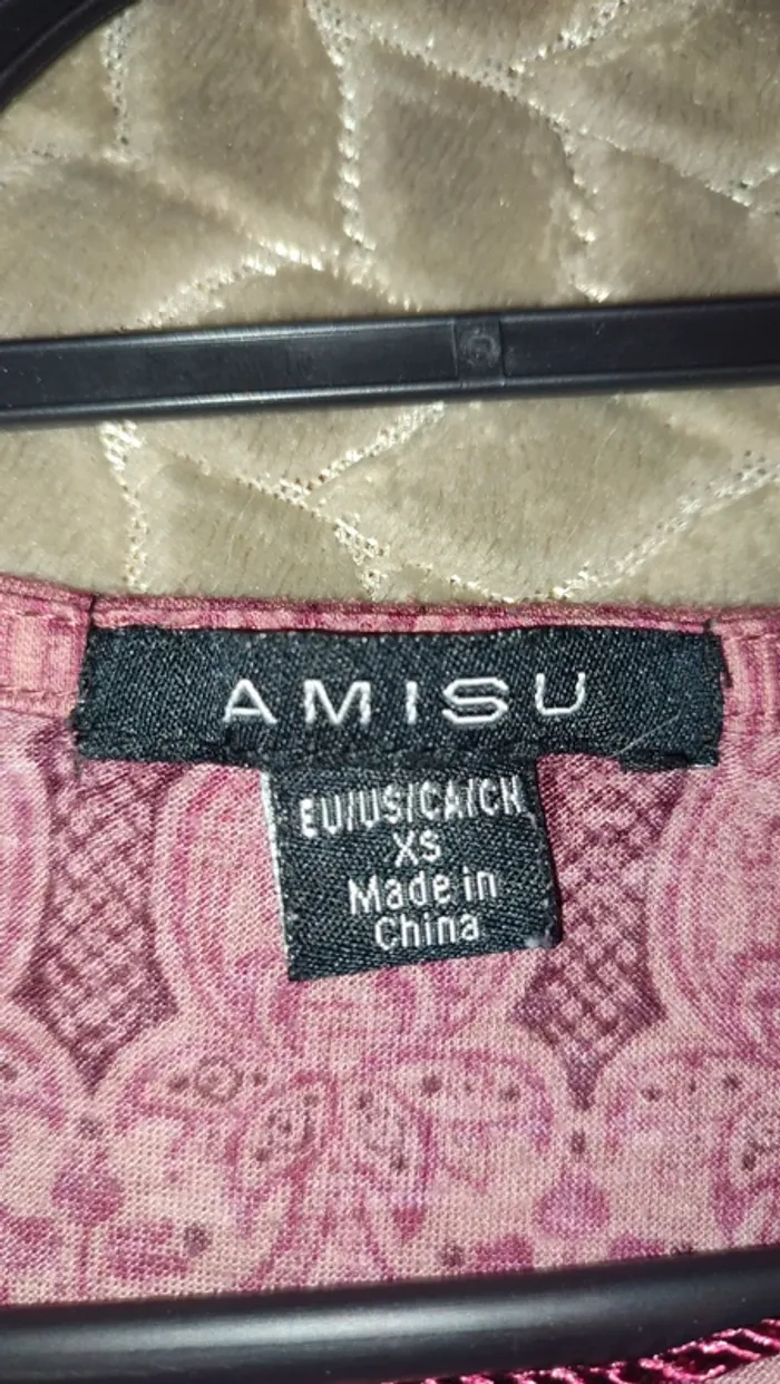 Blouse imprimé bordeaux/rouge manches longues - photo numéro 3