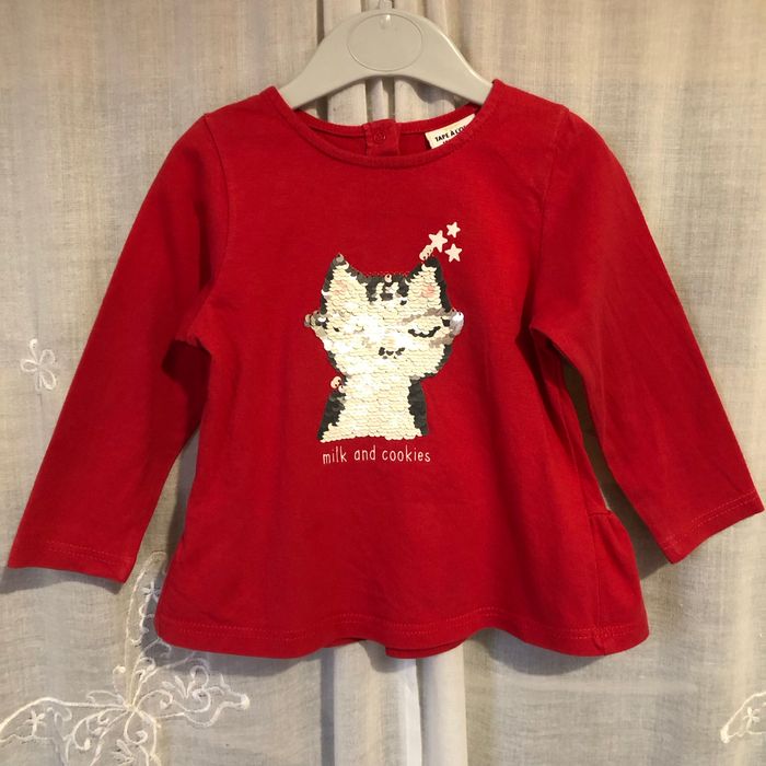 Joli t-shirt tunique chat sequins 12 mois Tape à l’œil - photo numéro 2