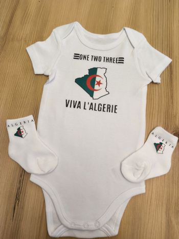 Ensemble cadeau bébé dz drapeau Algérie 123 viva l'Algérie