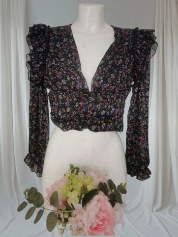 💜🤍Jolie Top Court Fleurie Transparent Shein 💜🤍