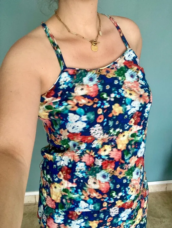 Robe Bleue Fleurie Promod à Poches 36