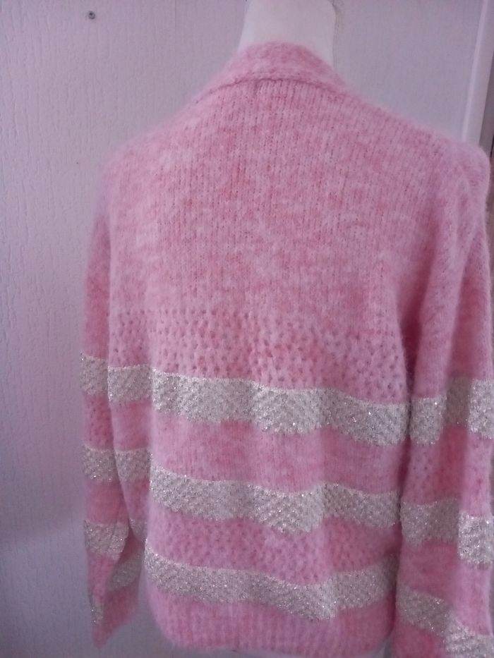 Sublime Gilet femme laine taille unique 36 au 42 rose argenté - photo numéro 4