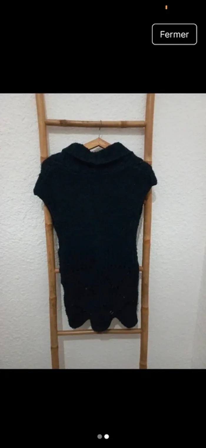 Pull bleu marine ajouré - photo numéro 5